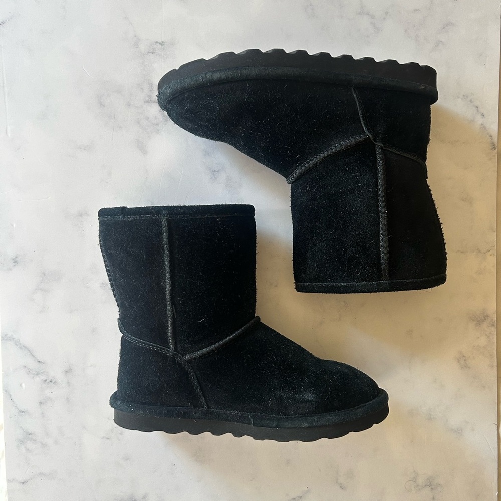 Cool BearPaw Black Kids Suede Winter Boots Size 1